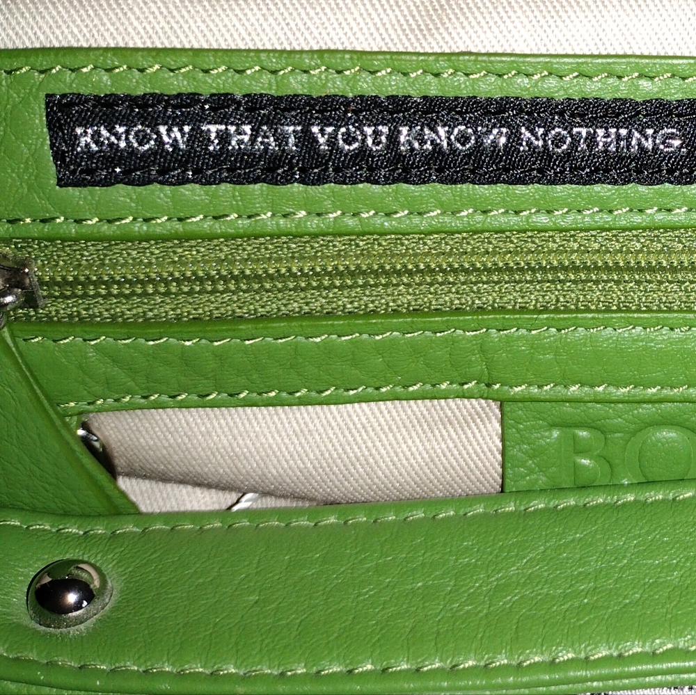 Vintage Vtg Y2k Xl Bodhi Leather Bright Green Hobo Bag Silver Chain Hardware - Picture 7 of 16